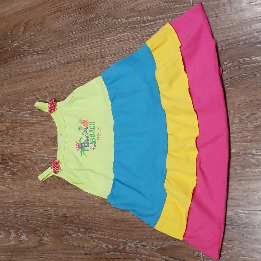 (3) Arli Toddler Girl's Cute Summer Dress Vacation Beach Colorful Cancun Mexico